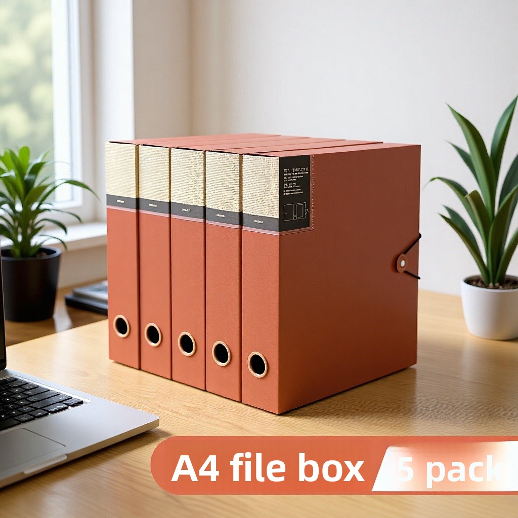 Archive Box Set - A4-Auszieh-Archivbox-Set mit 5 Stück, PP-Dokumenten-Aufbewahrungsbox mit